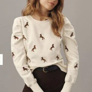 Maeve Puff Sleeve Horse Sweater